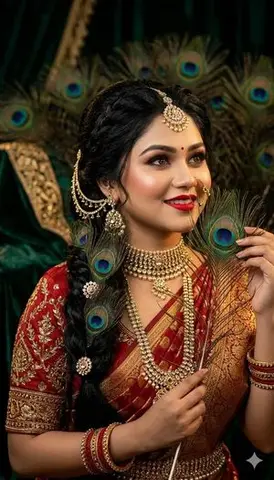 Indian Bridal Peacock Feather Portrait