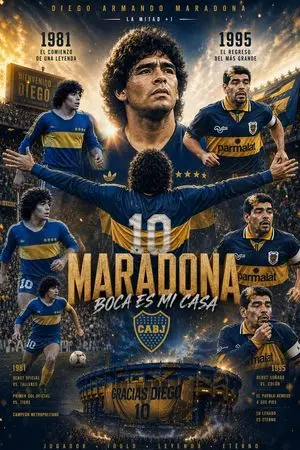 Maradona Boca Juniors Infographic Poster