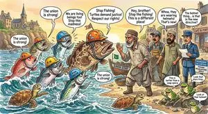 Protesting Fish on a French Seaside