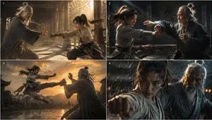 Cinematic Kung Fu Sparring Grid