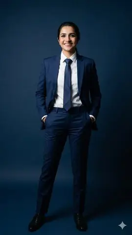 Business Woman in Navy Suit Portrait