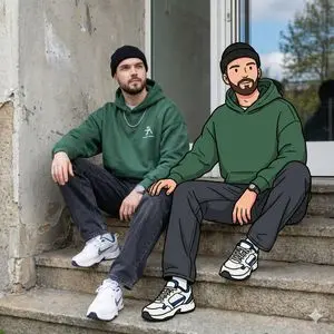 Mixed Reality Street Portrait with Cartoon Twin
