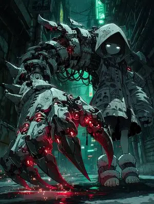 Cyberpunk Girl with Giant Mech Claw