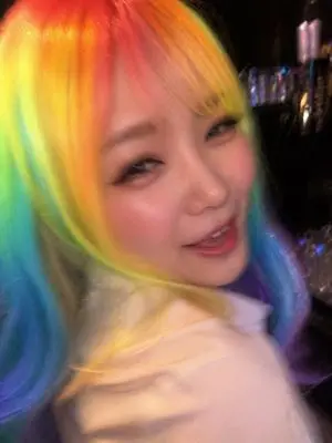 Awkward Blurry Nightclub Rainbow Hair Shot