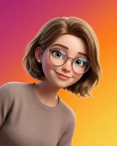 A stylized Pixar-style 3D portrait of a young person