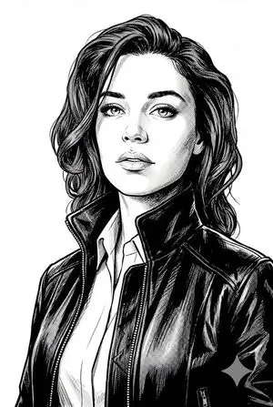 Black and White Digital Illustration Portrait