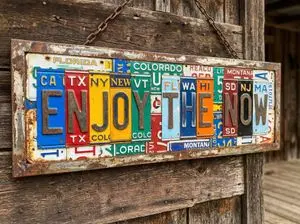 Distressed License Plate Sign