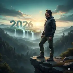 Futuristic Nature and Technology Landscape Portrait