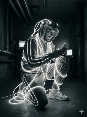 Cyberpunk Digital Dependence Portrait