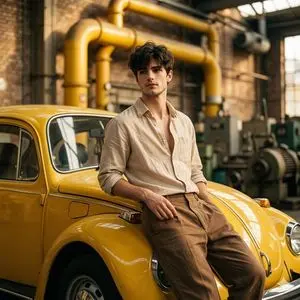Vintage Car Portrait in Industrial Setting