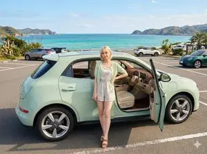 Mint Green Coastal Car Portrait