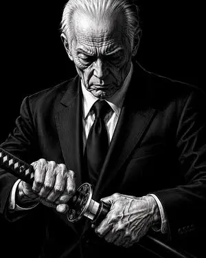 Elderly Yakuza Drawing Katana