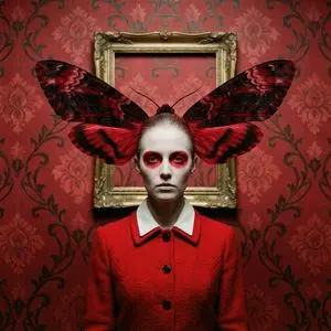 Surreal Moth-Winged Female Portrait