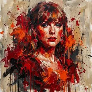 Abstract Expressionist Portrait with Chaotic Color Fields