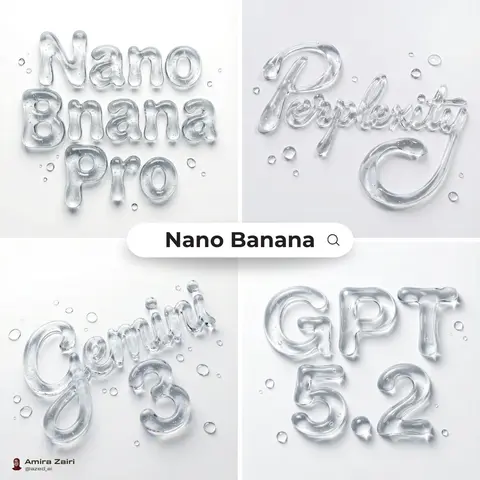 Abstract liquid typography spelling "text", thick transparent water-gel material