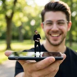 Forced Perspective Miniature Self on Smartphone Screen