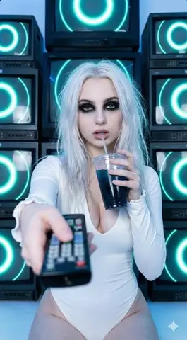 Y2K Cyber-Goth Portrait with CRT Monitors Prompt