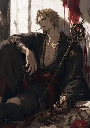 Dark Fantasy Wounded Monk Portrait