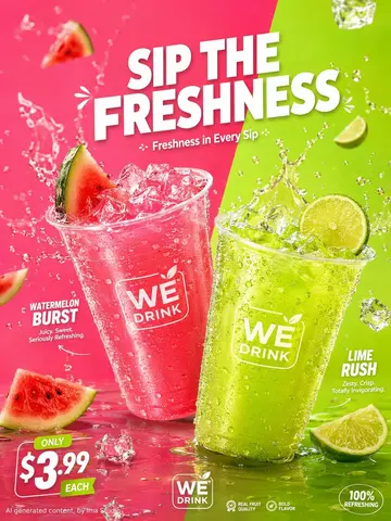 Watermelon Lime Beverage Ad Poster