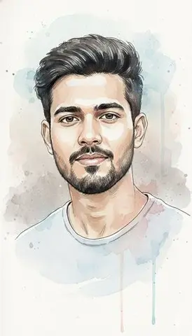 Watercolor and Ink Portrait with Identity Lock