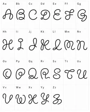 Whimsical Cursive Alphabet Sheet