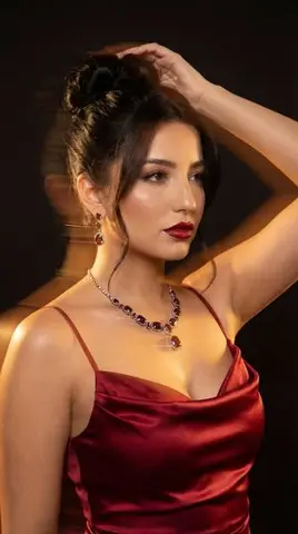Vogue-Style Cinematic Portrait in Red Satin