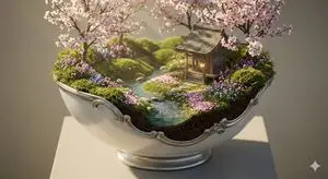 Ornate Diorama of a Spring Shrine Prompt