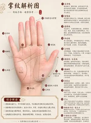 Professional Chinese Palmistry Analysis Chart