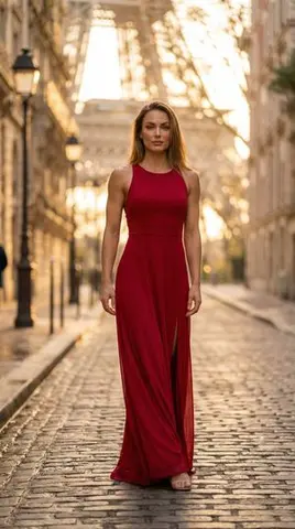 Photorealistic Female Model in Paris at Sunset