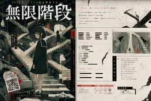 Surreal Infinite Staircase Anime Poster