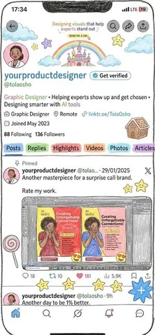 Hand-Drawn Designer Profile Screen