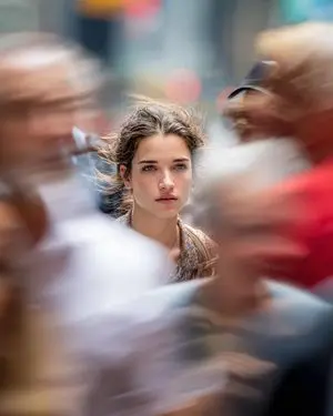 Close-Up Portrait on Busy New York Street