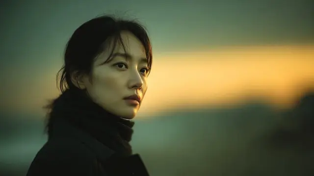 Photorealistic cinematic portrait of a young East Asian woman