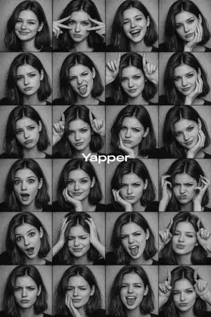 Black and White Photobooth Expression Grid Prompt