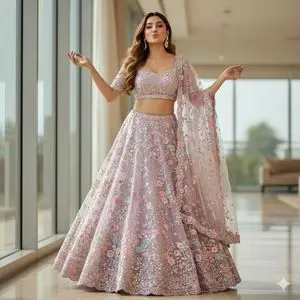 Elegant Indian Lehenga Fashion Photography Prompt