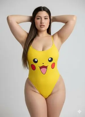 Ultra-Realistic Pikachu Swimsuit Fashion Shot