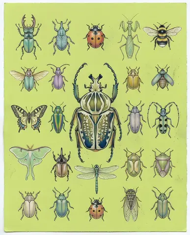 Pastel Chalk Insect Knolling
