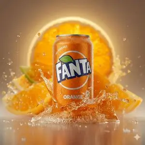 Hyper-realistic Cinematic Product Photo of Fanta Orange Can