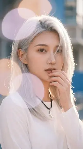Backlit Silver-Haired Model Portrait