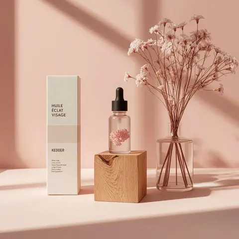 Ultra-realistic minimalist studio product photography of a small transparent