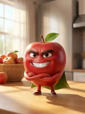A Pixar-style 3D animated character of a single red