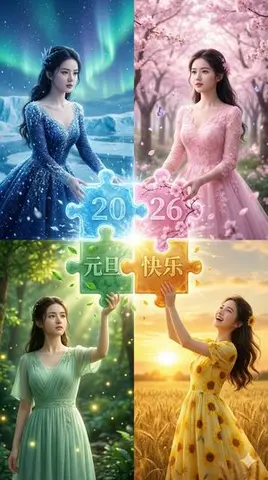 Four Seasons Puzzle for 2026 New Year Greeting
