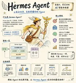 Hand-drawn Hermes Agent Poster