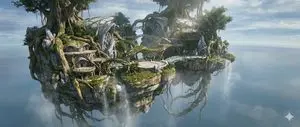 Octane-Rendered Floating Ecological Island
