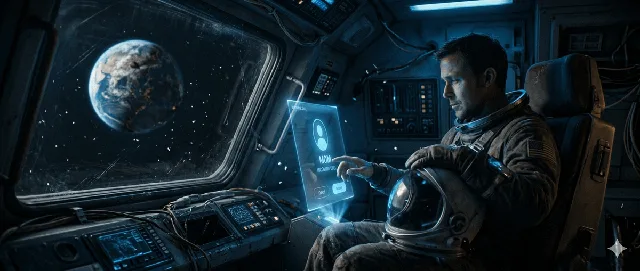 YouTube Thumbnail - Cinematic Astronaut on Damaged Spacecraft