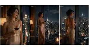 Cinematic Nighttime Fashion Triptych