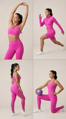 Nano Banana Pro Fitness Editorial Grid Prompt (Pink Activewear)