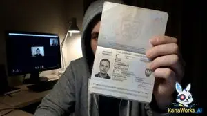 ID verification character with visible passport