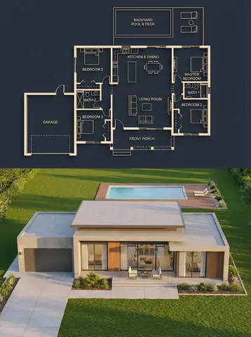 Architectural Blueprint Dark Luxury Blueprint (similar to Reference Image 2)