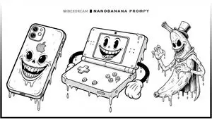 Surreal Rubber-Hose Ink Style Illustration